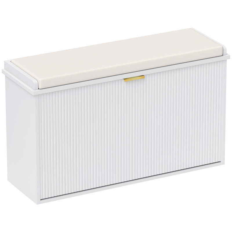 HOMCOM Shoe Bench, Padded Seat Cushion, Flip-Drawer, White, 47.5cm H x 80cm W x 26cm D