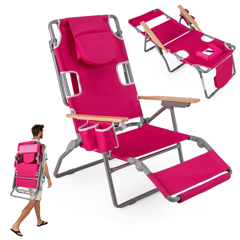 Folding Recliner Chair, Pink