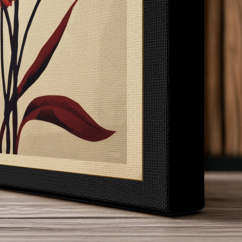 Deep Crimson Botanicals Botanical - Wrapped Canvas, 30x20 - 76.2 x 50.8 cm, Black Border