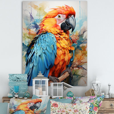 " Orange Blue Parrot Vibrant Plumage "