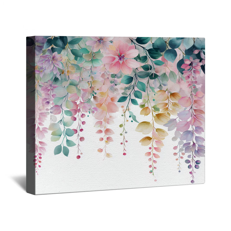 Watercolor Floral Foliage Canvas Gallery Wrap in Many Sizes, 20 x 24 inches