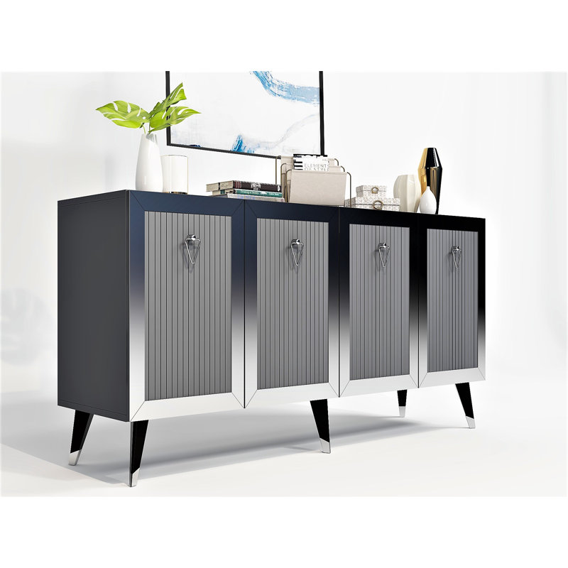 Olivia 40cm Console Table, Anthracite/Silver