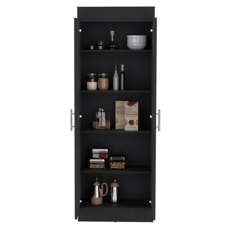 Garde-manger ou armoire de rangement en bois noir de 67 pouces