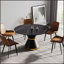 Table de salle à manger moderne en pierre artificielle ronde avec base en acier au carbone pour six personnes, élégante et durable-1736650481-1736650492