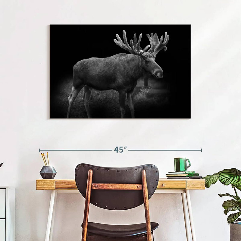 Brampt Monochromatic Bull Moose, 26" H x 39" W