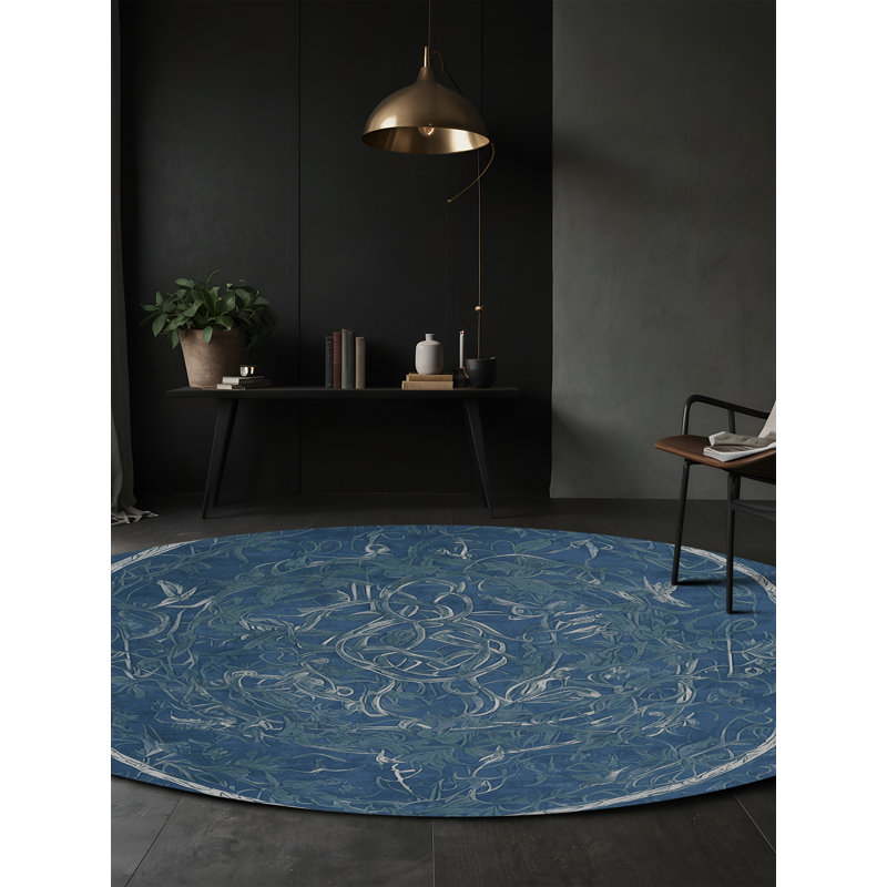 Machine Washable Gray Area Rug, Round 8'