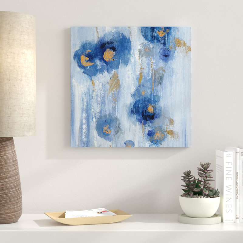 «Seaside Flowers IIB», reproduction de peinture acrylique sur toile, H 21,5 po x l 21,5 po x P 2 po, Cadre flottant argent