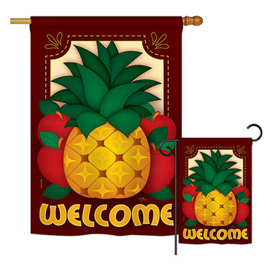 Ensemble de 2 drapeaux en polyester 2 pièces welcome ananas food impressions fruits