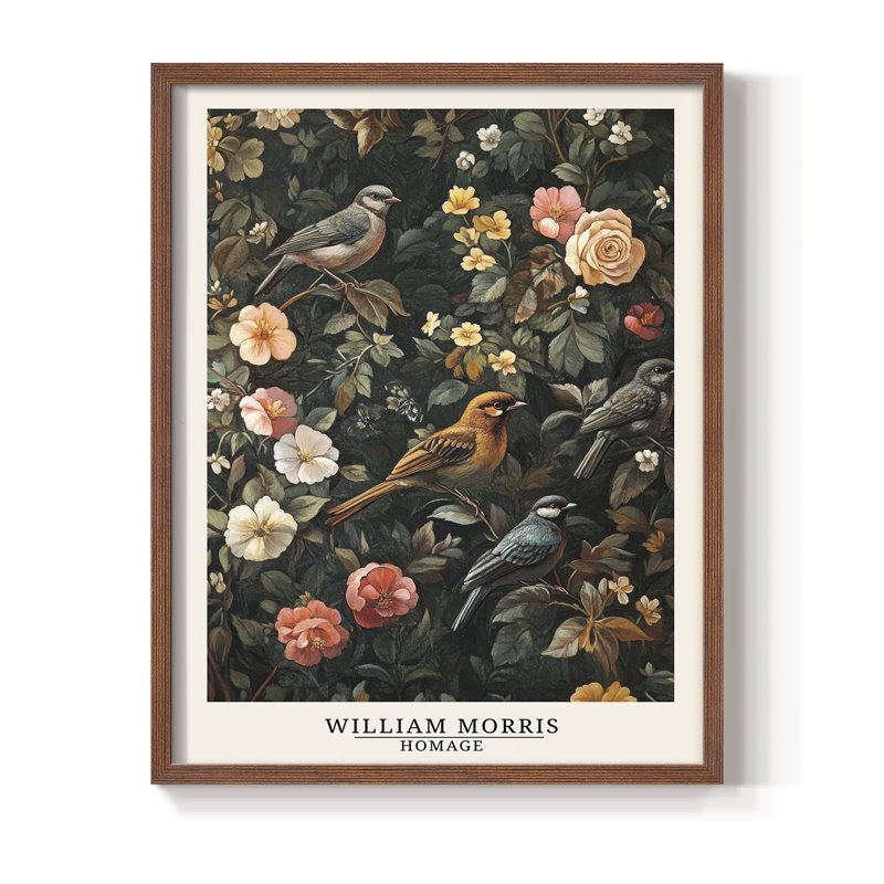 Imprimé encadré de la série «XXII» de William Morris - Bois massif, Noyer, H 11 po x l 9 po