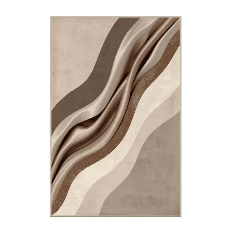 Tapis beige lavable à la machine moderne Luray - reliure beige, 4 x 6