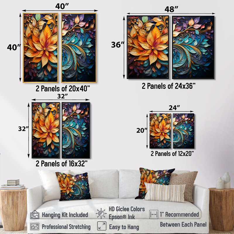 Art indien coloré et mystique Rangoli I - art mural multicolore, 40" H x 40" W, Impression encadrée flottante, Brown
