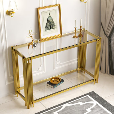 47.2" 2-Tier Glass Top Console Table
