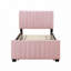 Lit plateforme simple tapissier en velours avec lit gigogne-855628130