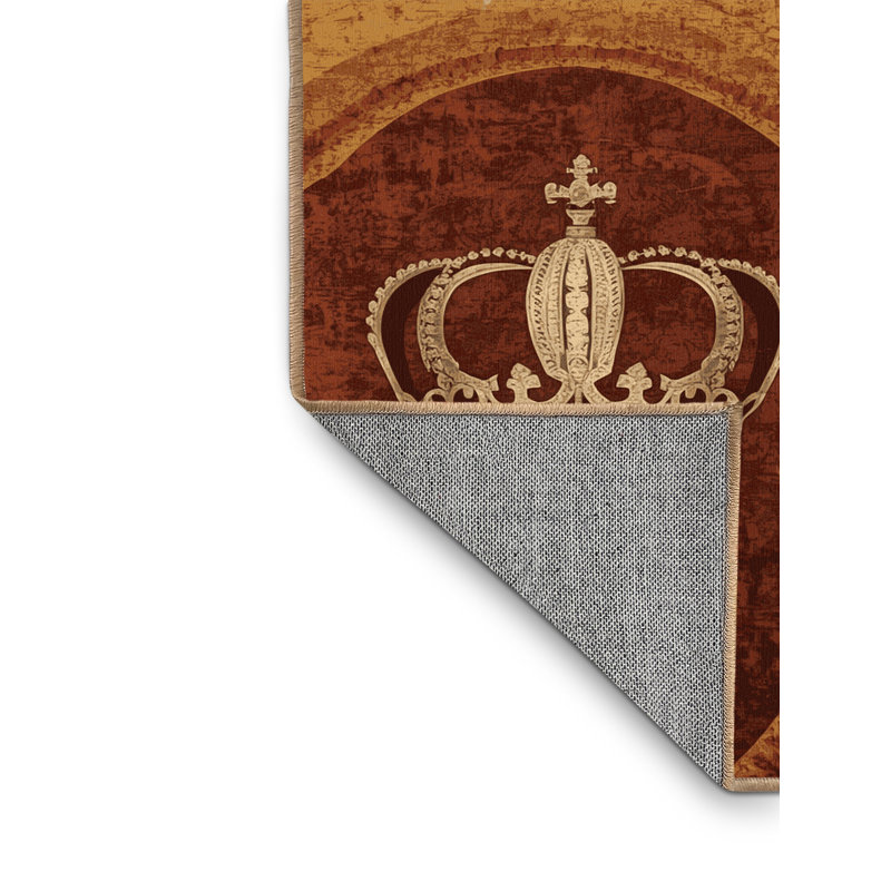 Tapis brun rustique moderne lavable à la machine Buckland - reliure brun clair, 7 x 9
