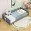 Lit plateforme simple en bois avec garde-corps-17497383