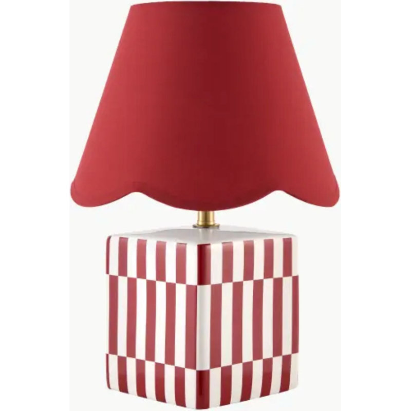Lampe de table Evert, Rouge, Rouge, Lin