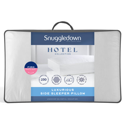 Luxurious Hotel Snuggledown Side Sleeper Firm Support Cotton Cover 2 Pillow