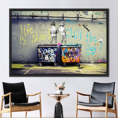 Banksy Life is Short Canvas, Banksy Wall Decor, Chill The Out Canvas Art, Banksy Boy Wall Decor, Banksy Art, Graffiti Canvas Art,