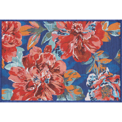 Aoko Floral Indoor / Outdoor Area Rug for Patios, Entryway, Deck or Porch - Multi Color