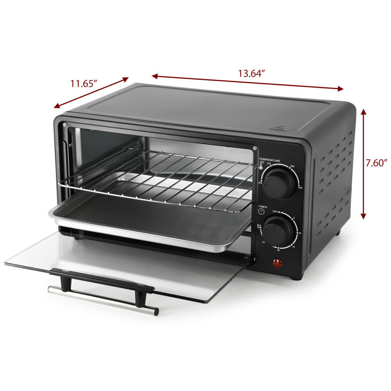 MegaChef 9 Liter Electric Counter Top Toaster Oven in Candy, Black
