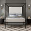 Lit à baldaquin moderne avec tête de lit tapissier en tissu de velours de 76,5 po de hauteur-2052732404-2052732407
