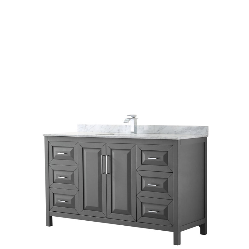 Daria 60" Single Bathroom Vanity Set, White, Polished Chrome, 60"