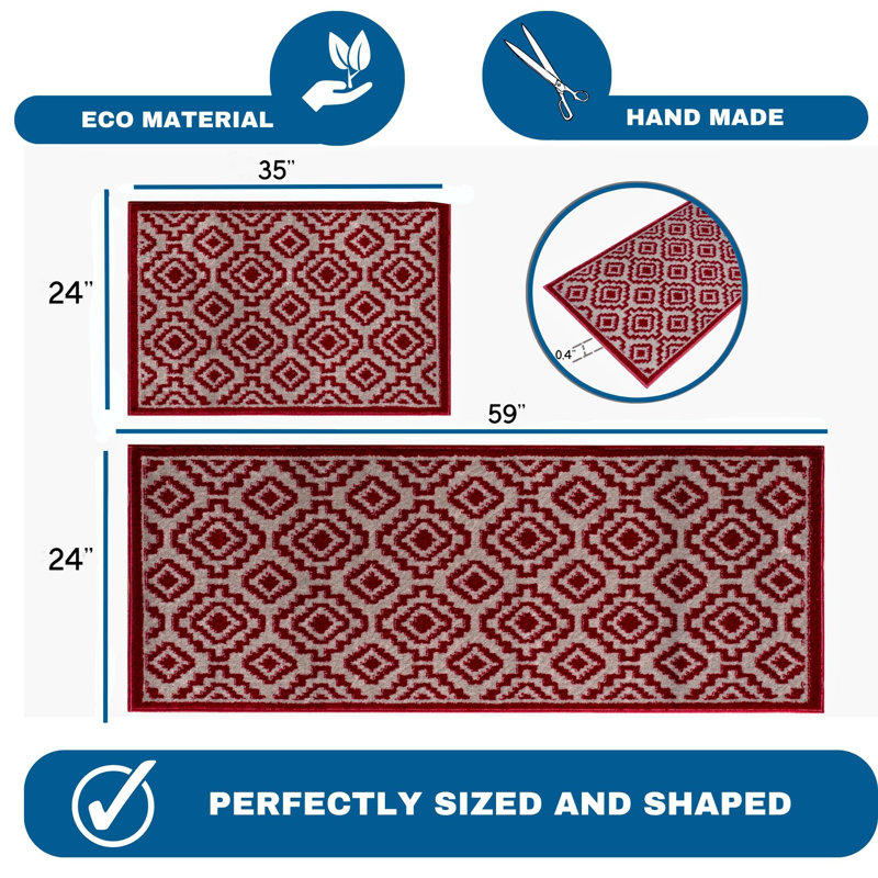 Tapis de cuisine antidérapant Stanson, Rectangle 59 po x 24 po + 35 po x 24 po