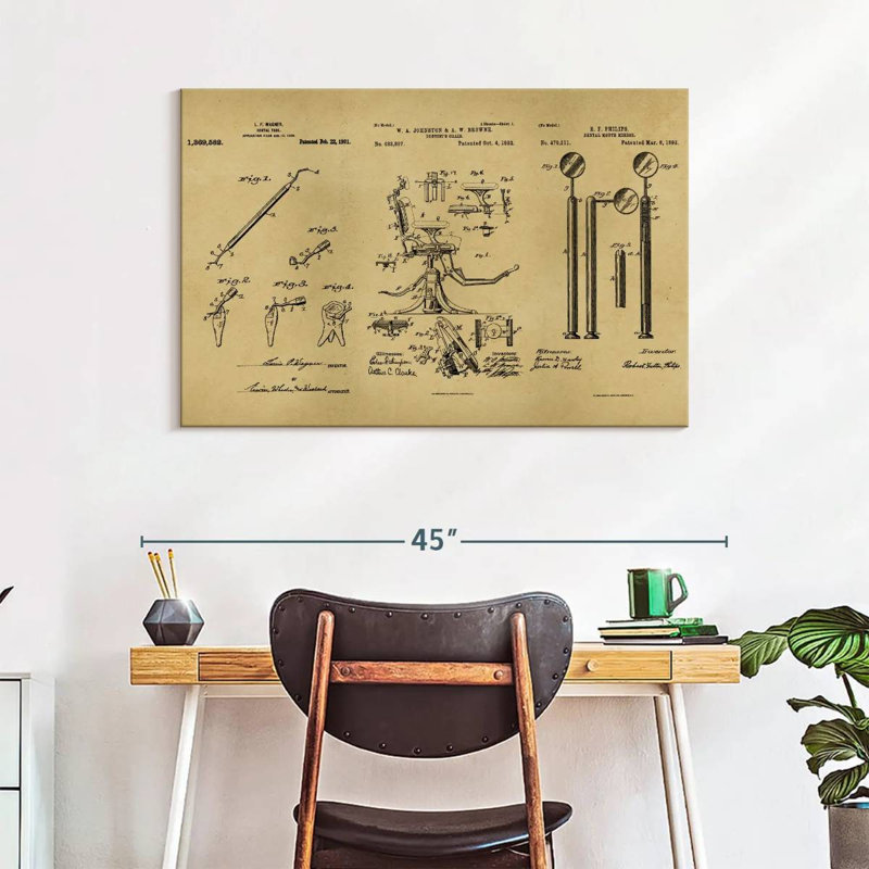 Outils dentaires, impression sur toile, H 26 po x l 39 po x P 1,25 po