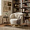Aurora Gold Base Cream Patterned Woven Fabric Swivel Chair