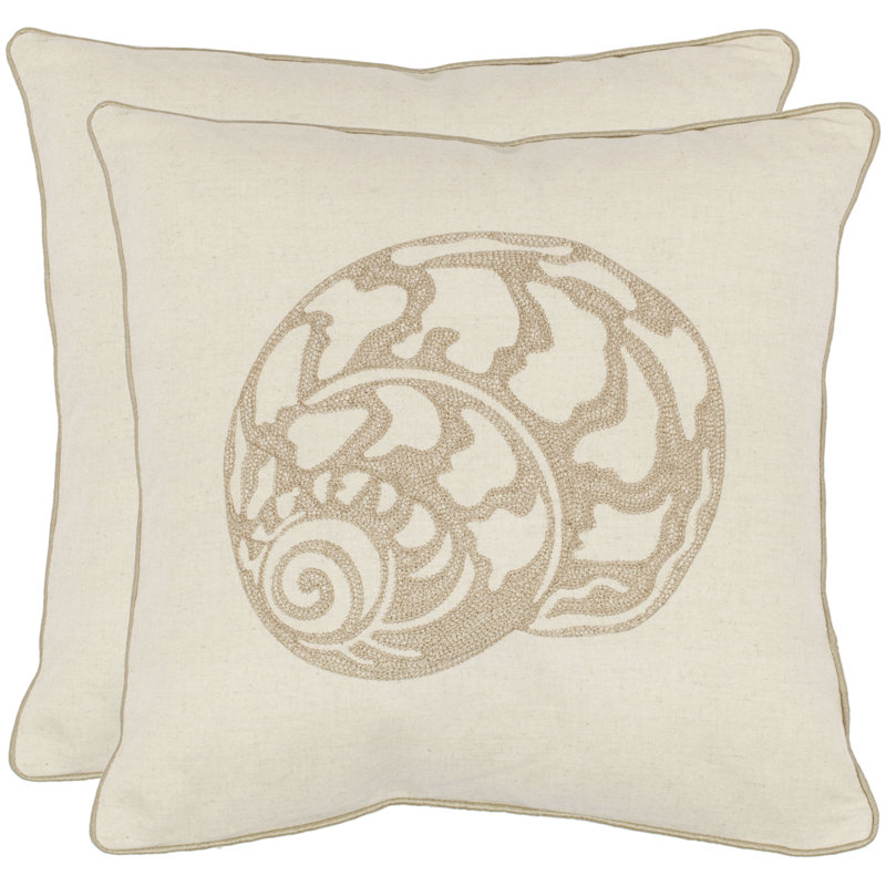 Safavieh Nautilus Motif Cream Cotton Linen Pillow Set