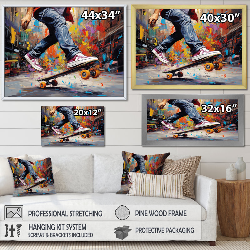 Skateboard Street Fusion - Sports Canvas Prints, Toile tendue, H 24 po x l 32 po x P 1 po