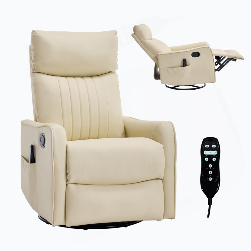 Fauteuil inclinable manuel à massage thermique avec chaise berçante et pivotante en similicuir pour le salon