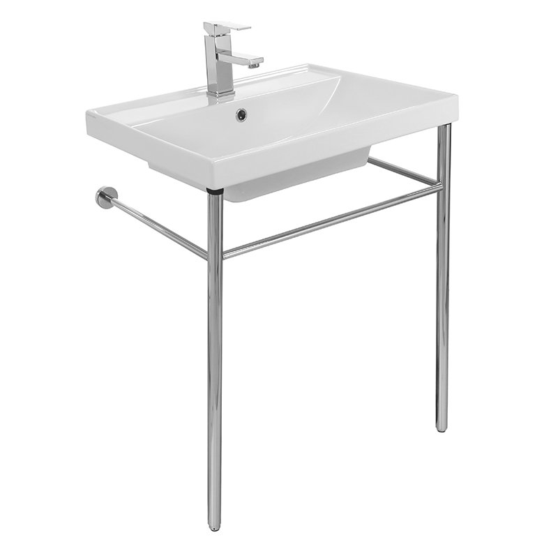 Scarabeo By Nameeks ML 18.5'' White/Chrome Ceramic Rectangular Bathroom Sink with Overflow, Single Hole