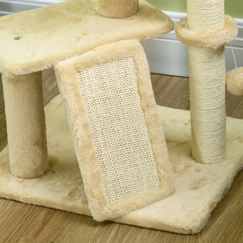 Aire de jeu pour chat 45 po - pour chats d'intérieur avec poteaux à griffer, rampe, plateformes, lit en beige Scratch Adventure