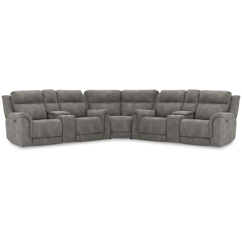 Canapé modulaire inclinable 3 pièces Mealie, Mélange de polyester gris