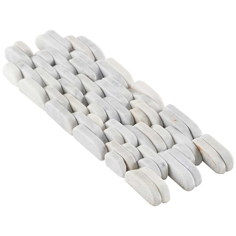 Nature Stacked Pram Gray Pebble Mosaic Tile, Carrara