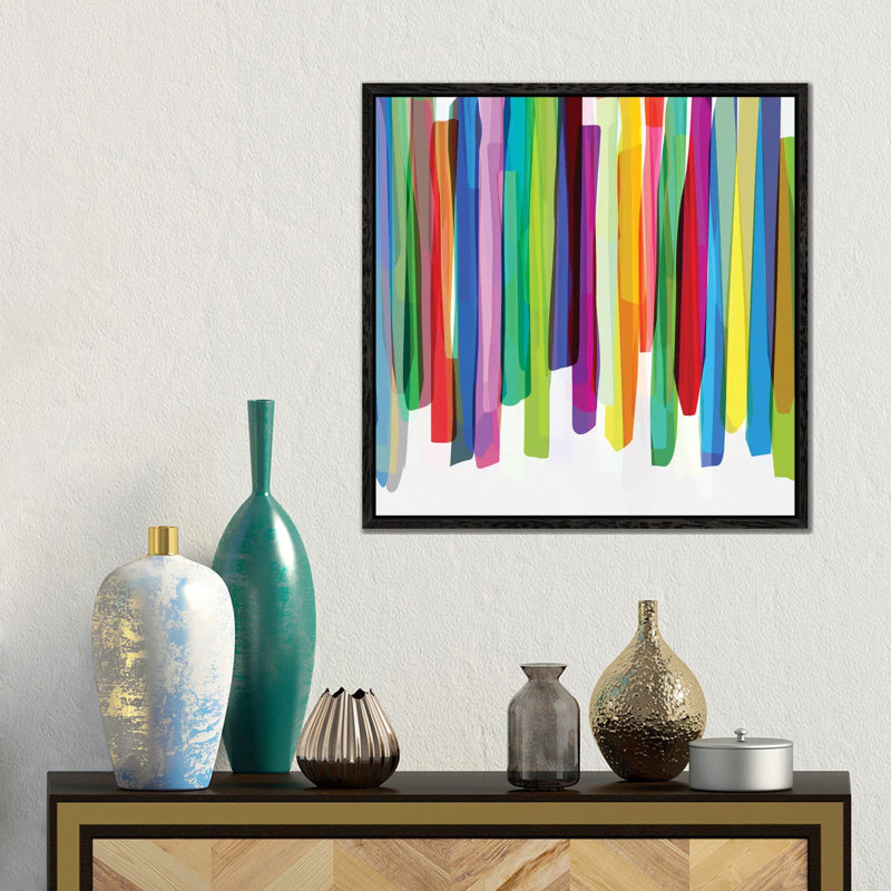 Colorful Stripes II by Mareike Böhmer - Wrapped Canvas Print, 45.72 cm H x 45.72 cm W, Black Framed