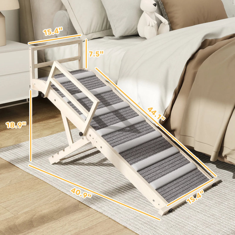 Rampe pour animaux en pin massif - capacité de 88 lb, garde-corps serrés à la main 7,5 po, montée stable