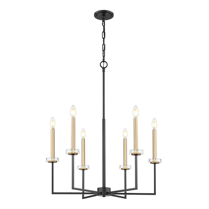 Lustre 6 lumières Parrish noir mat + or Mordern, Matte Black+Mordern Gold