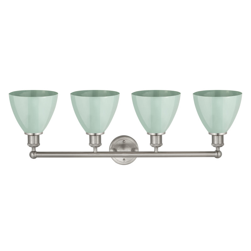 Amylee 4 - Light Dimmable Vanity Light, Seafoam, Satin Nickel