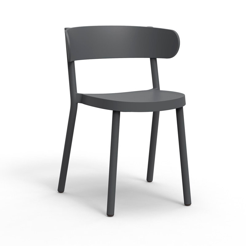 Casino Outdoor Dining Side Chair, Dark Gray