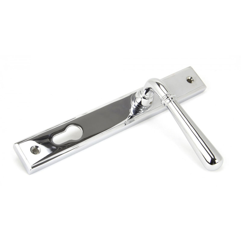 Newbury Lock Door Handle Kit, Polished Chrome