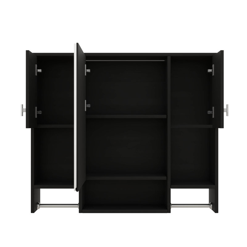 Armoire à pharmacie de salle de bain 35 po x 27,5 po, armoire de rangement murale avec miroir, armoire à miroir avec six tablettes ouvertes