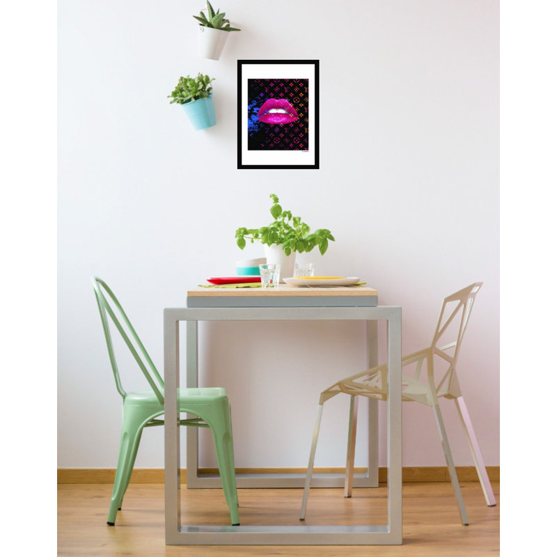 Hot Pink Glam Lips 14x18 Framed Fashion Print