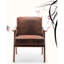 Chaise d'appoint Mid-Century moderne, microfibre brune pour chaise de chambre à coucher confortable, microfibre, structure en bois massif-125816588