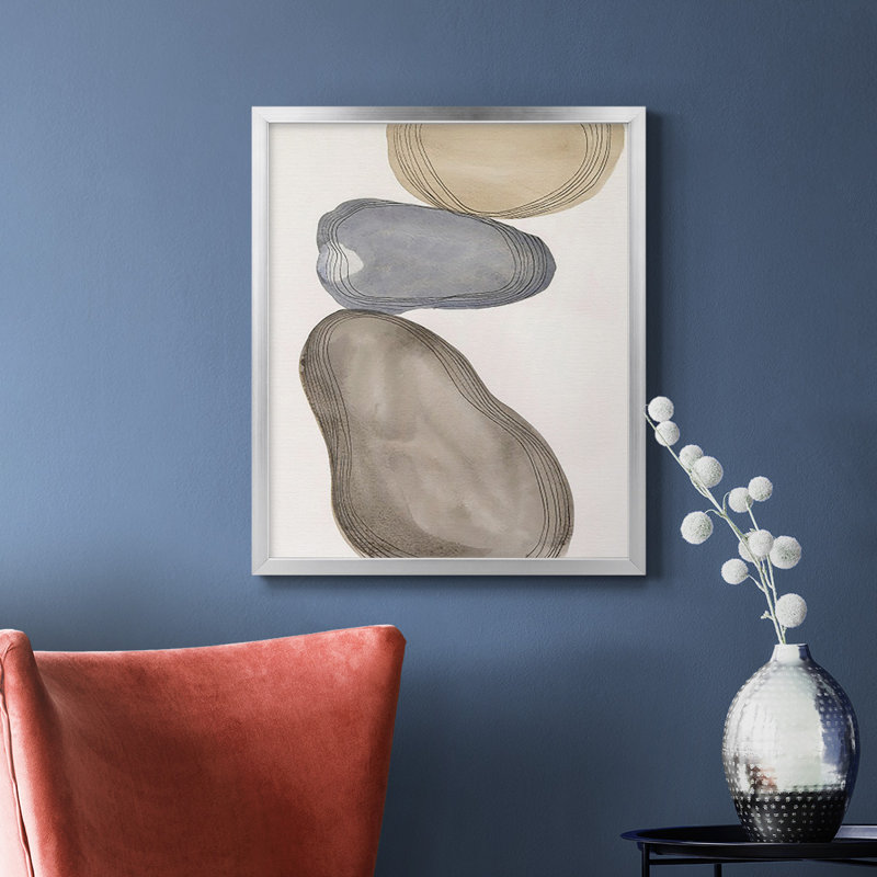 River Rocks Contour II, toile encadrée de qualité supérieure - prête à être accrochée, Argent, H 24 po x l 20 po