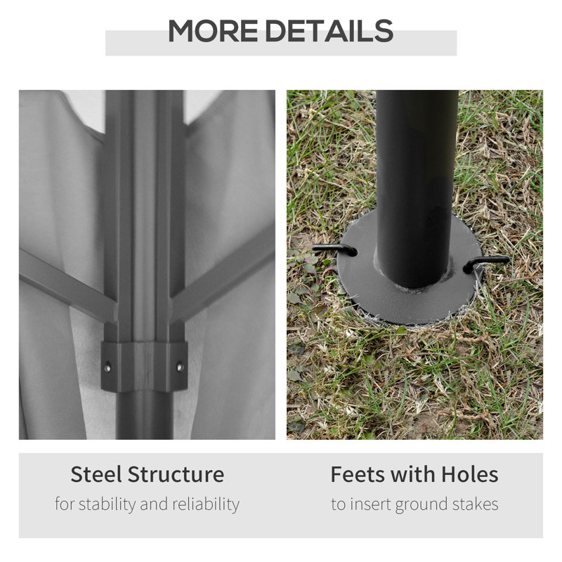 Gray Steel Frame Patio Gazebo with Double Vented Roof