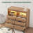 6 Drawer Dresser with Changing Table Top, LED Lights & Charging Station, Modern Baby Changing Table Dresser-1586270862