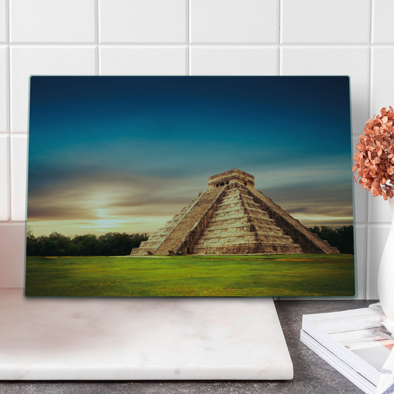 Planche à découper Ambesonne grande taille pyramide Kukulkan Yucatan bleu nuit multicolore
