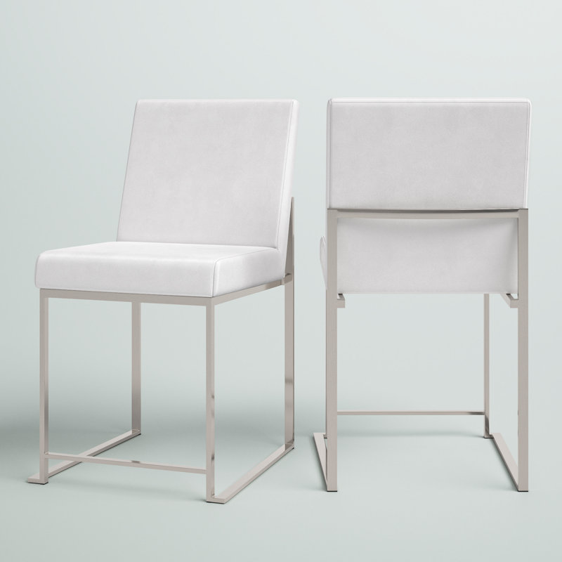 Chaise d'appoint Ernestine, Velours blanc, Acier Inoxydable